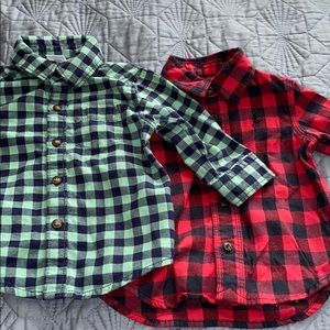 Plaid infant boys long sleeve shirts